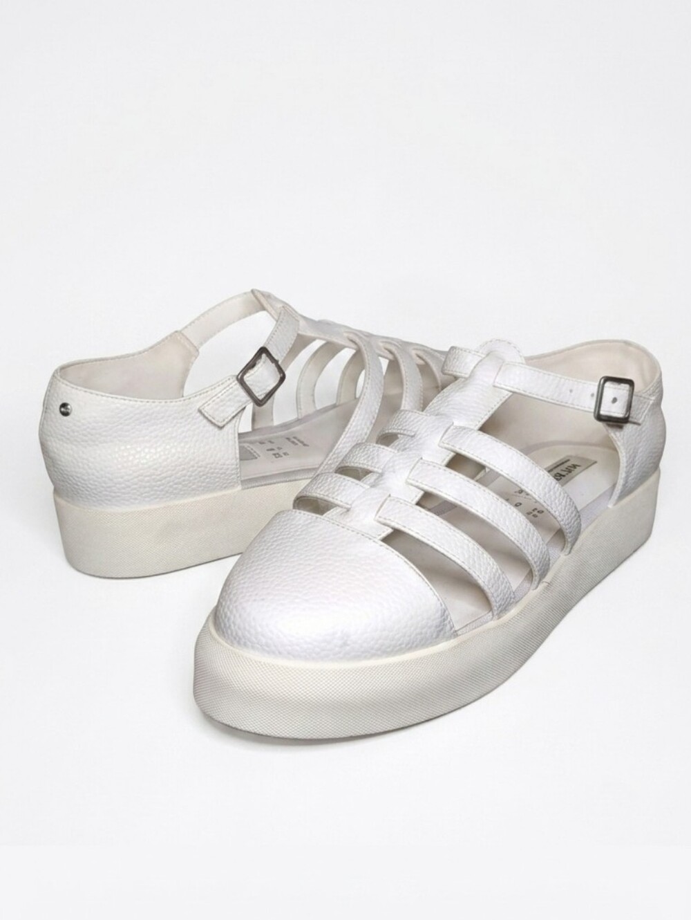 Matt & Nat Oriane White Vegan Platform Caged Sandal Sneakers Womens Size 10